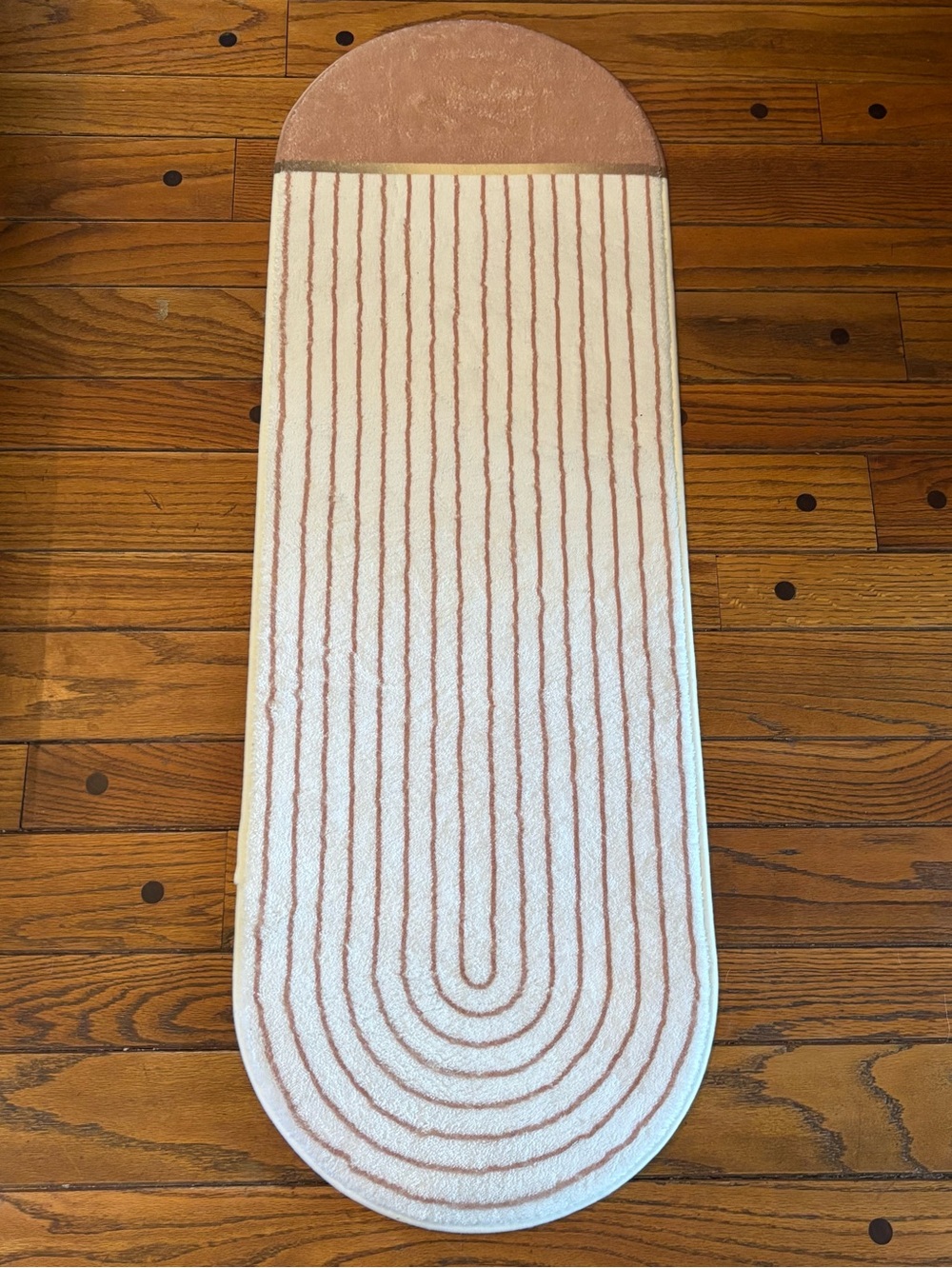 Williams Sonoma Blush and Cream Striped Bath Runner